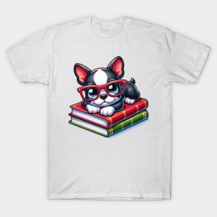 Boston Terrier Book Nerd T-Shirt